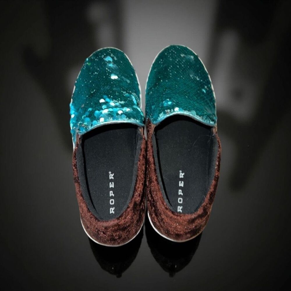 ROPER Women's Darcy Sequin & Velvet Slip On Shoes Size 8